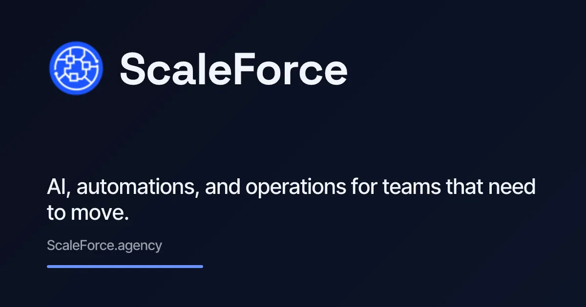 Scale Force — Operations, Integrations, Automations, AI and Agency-as-a ...